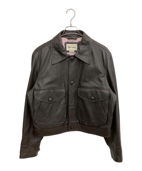 ZARA（ザラ）ZARA (ザラ) Disney (ディズニー) Harry lambert (ハリー・ランバート) レザージャケット ブラウン サイズ:SIZE Lの古着・服飾アイテム