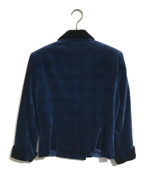 Christian Dior Sports（クリスチャン ディオールスポーツ）Christian Dior Sports (クリスチャン ディオールスポーツ) ベロアチェックジャケット ブルー サイズ:Sの古着・服飾アイテム