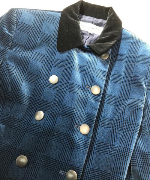 Christian Dior Sports（クリスチャン ディオールスポーツ）Christian Dior Sports (クリスチャン ディオールスポーツ) ベロアチェックジャケット ブルー サイズ:Sの古着・服飾アイテム