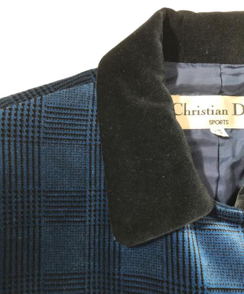 Christian Dior Sports（クリスチャン ディオールスポーツ）Christian Dior Sports (クリスチャン ディオールスポーツ) ベロアチェックジャケット ブルー サイズ:Sの古着・服飾アイテム