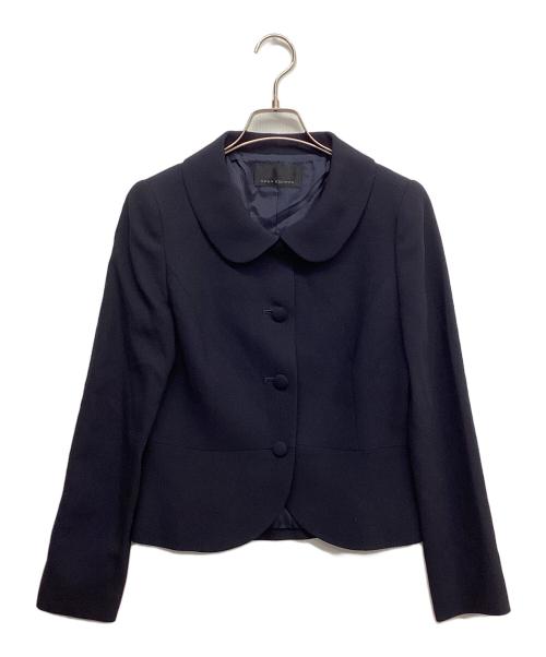NOUV CONFINI（ヌーヴコンフィニ）nouv confini (ヌーヴコンフィニ) ペプラムジャケット ネイビー サイズ:9の古着・服飾アイテム