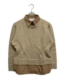 MUVEIL（ミュベール）の古着「ドッキングシャツニットプルオーバー」｜ブラウン