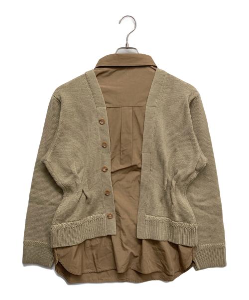 MUVEIL（ミュベール）MUVEIL (ミュベール) ドッキングシャツニットプルオーバー ブラウン サイズ:38の古着・服飾アイテム