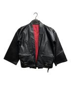 TROVEトローヴ）の古着「LEATHER RIDERS JACKET TYPE-HANTEN/半纏型ライダースジャケット」｜ブラック