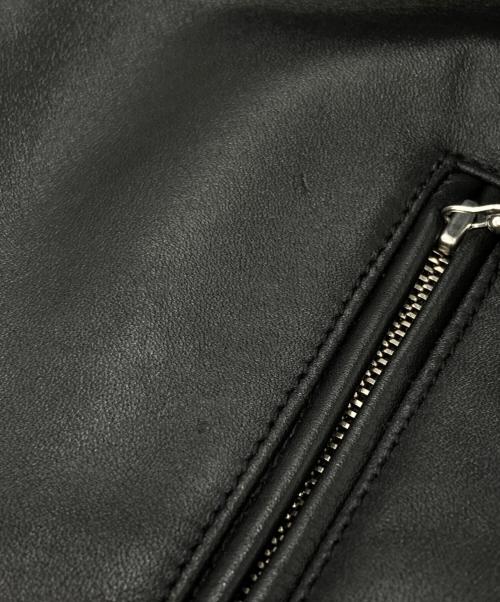 TROVE（トローヴ）TROVE (トローヴ) LEATHER RIDERS JACKET TYPE-HANTEN/半纏型ライダースジャケット ブラック サイズ:2の古着・服飾アイテム