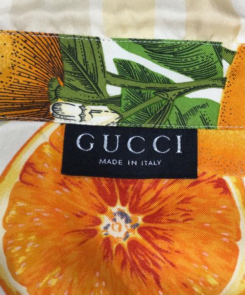 GUCCI（グッチ）GUCCI (グッチ) フルーツ柄シルクシャツ イエロー サイズ:38の古着・服飾アイテム