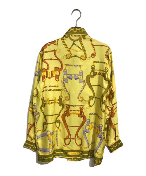 GUCCI（グッチ）GUCCI (グッチ) チェーン柄 シルクシャツ イエロー サイズ:38の古着・服飾アイテム