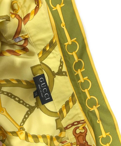 GUCCI（グッチ）GUCCI (グッチ) チェーン柄 シルクシャツ イエロー サイズ:38の古着・服飾アイテム