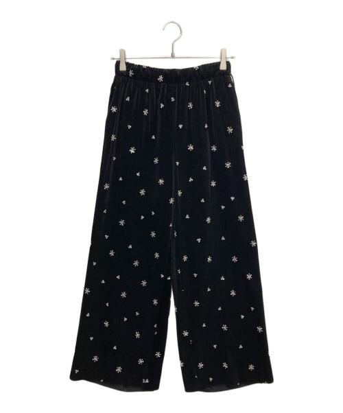 BALLSEY（ボールジィ）BALLSEY (ボールジィ) メッシュベロアエンブロイダリー サイドドロストパンツ ブラック サイズ:34の古着・服飾アイテム