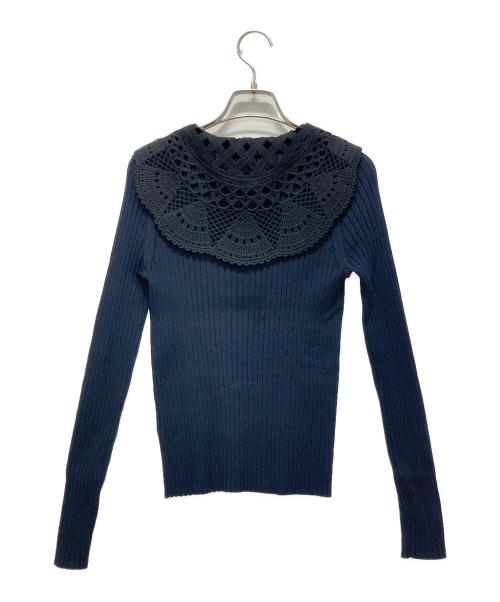 UNITED ARROWS（ユナイテッドアローズ）UNITED ARROWS (ユナイテッドアローズ) セーラー エンブロイダリー リブニット ネイビー サイズ:FREEの古着・服飾アイテム