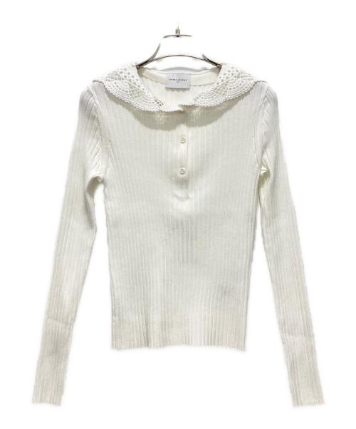 UNITED ARROWS（ユナイテッドアローズ）UNITED ARROWS (ユナイテッドアローズ) セーラー エンブロイダリー リブニット ホワイト サイズ:FREEの古着・服飾アイテム