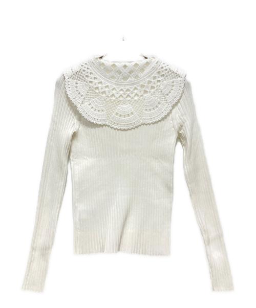 UNITED ARROWS（ユナイテッドアローズ）UNITED ARROWS (ユナイテッドアローズ) セーラー エンブロイダリー リブニット ホワイト サイズ:FREEの古着・服飾アイテム