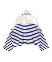 HEAR MY NAME×journal standard luxe（ヒアマイネーム×ジャーナルスタンダード ラックス）の古着「25TH BORDER WIDE SHORT」｜ホワイト×ブルー