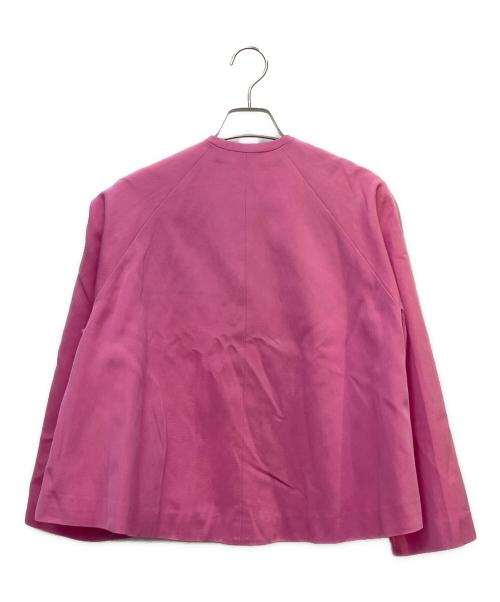 DRAWER（ドゥロワー）DRAWER (ドゥロワー) コットンシルクノーカラージャケット ピンク サイズ:36の古着・服飾アイテム