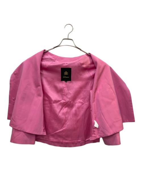 DRAWER（ドゥロワー）DRAWER (ドゥロワー) コットンシルクノーカラージャケット ピンク サイズ:36の古着・服飾アイテム