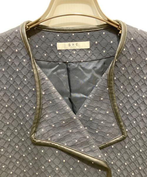 SHE TOKYO（シートーキョー）SHE Tokyo (シートーキョー) ノーカラージャケット ネイビー サイズ:SIZE Freeの古着・服飾アイテム