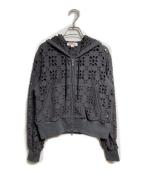 masuエムエーエスユー）の古着「FLOWER HOLE ZIP-UP SWEAT PARKA」｜ブラック