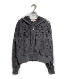 masu（エムエーエスユー）の古着「FLOWER HOLE ZIP-UP SWEAT PARKA」｜ブラック