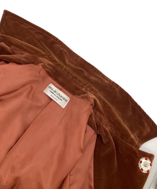 ROBE DE CHAMBRE COMME DES GARCONS（ローブドシャンブル コムデギャルソン）ROBE DE CHAMBRE COMME DES GARCONS (ローブドシャンブル コムデギャルソン) ベロアコート ブラウン サイズ:Freeの古着・服飾アイテム
