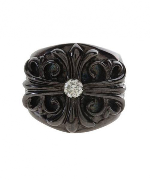CHROME HEARTS（クロムハーツ）CHROME HEARTS(クロムハーツ) キーパーリング ブラックロジウム ブラック サイズ18.5号 1ダイヤの古着・服飾アイテム