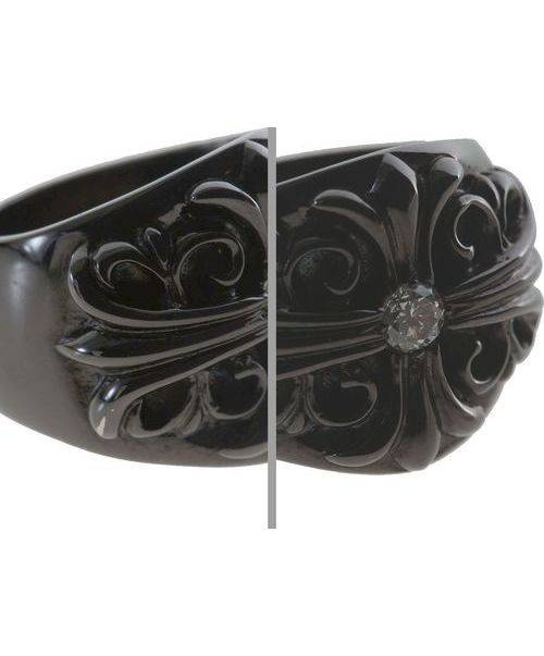 CHROME HEARTS（クロムハーツ）CHROME HEARTS(クロムハーツ) キーパーリング ブラックロジウム ブラック サイズ18.5号 1ダイヤの古着・服飾アイテム