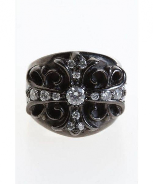 CHROME HEARTS（クロムハーツ）CHROME HEARTS（クロムハーツ） キーパーリングブラックロジウムパヴェダイヤ ブラック サイズ21号の古着・服飾アイテム