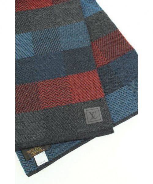 LOUIS VUITTON（ルイ ヴィトン）Louis Vuitton (ルイヴィトン) ウールマフラー ブルー×レッド サイズ:-の古着・服飾アイテム