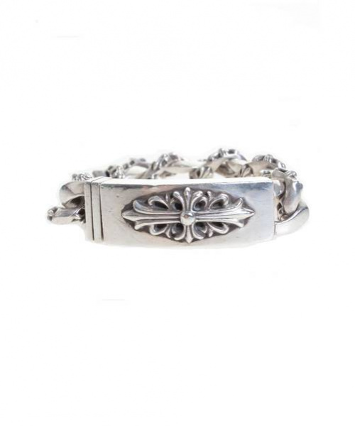 CHROME HEARTS（クロムハーツ）CHROME HEARTS (クロムハーツ) IDフローラルクロス ファンシーチェーンブレスレット シルバー サイズ:- 11LINKの古着・服飾アイテム