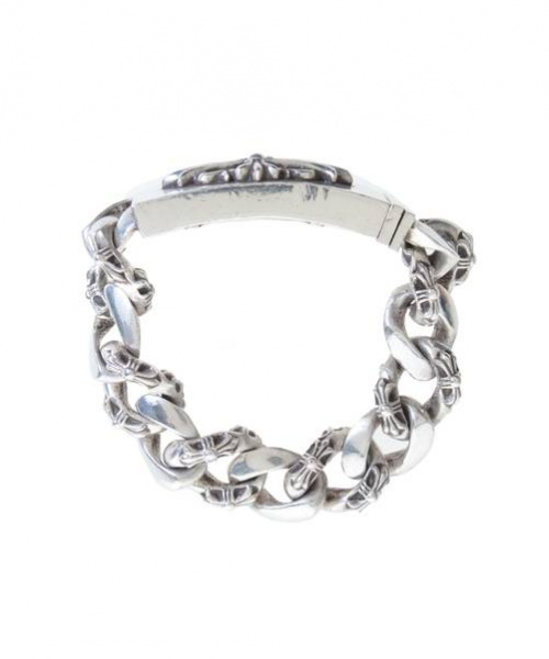 CHROME HEARTS（クロムハーツ）CHROME HEARTS (クロムハーツ) IDフローラルクロス ファンシーチェーンブレスレット シルバー サイズ:- 11LINKの古着・服飾アイテム