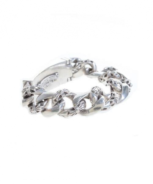 CHROME HEARTS（クロムハーツ）CHROME HEARTS (クロムハーツ) IDフローラルクロス ファンシーチェーンブレスレット シルバー サイズ:- 11LINKの古着・服飾アイテム