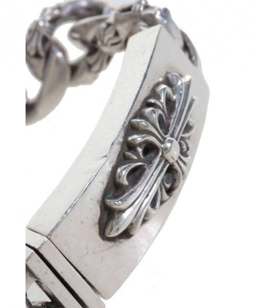 CHROME HEARTS（クロムハーツ）CHROME HEARTS (クロムハーツ) IDフローラルクロス ファンシーチェーンブレスレット シルバー サイズ:- 11LINKの古着・服飾アイテム