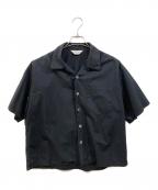 UNUSEDアンユーズド）の古着「カットオフオープンカラーシャツ」｜ブラック