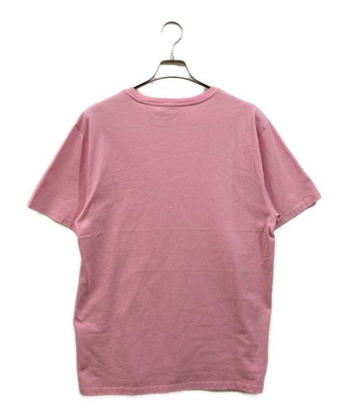 maison kitsune（メゾンキツネ）maison kitsune (メゾンキツネ) ロゴ刺繍Tシャツ ピンク サイズ:Lの古着・服飾アイテム
