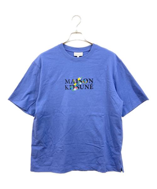 maison kitsune（メゾンキツネ）maison kitsune (メゾンキツネ) ロゴフラワーTシャツ ブルー サイズ:Lの古着・服飾アイテム