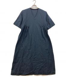 MARGARET HOWELL（マーガレットハウエル）の古着「SOFT COTTON TWILL五分袖ワンピース」｜ブラック