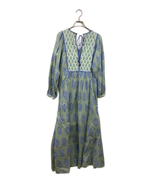 ne quittez pas（ヌキテパ）ne quittez pas (ヌキテパ) Cotton Voile Ethnic Combination Print Gather Dress 黄緑 サイズ:Mの古着・服飾アイテム