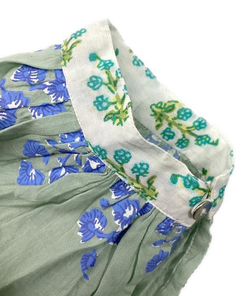 ne quittez pas（ヌキテパ）ne quittez pas (ヌキテパ) Cotton Voile Ethnic Combination Print Gather Dress 黄緑 サイズ:Mの古着・服飾アイテム