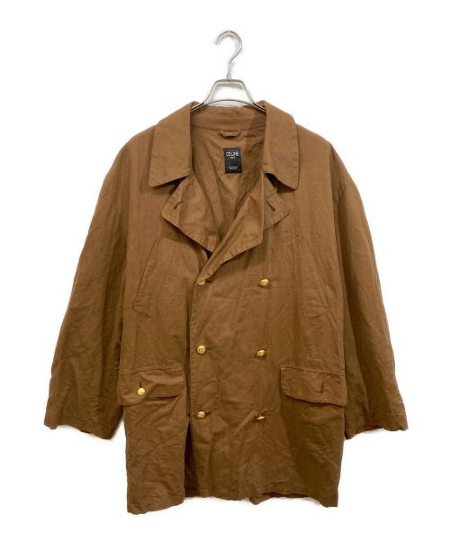 CELINE（セリーヌ）CELINE (セリーヌ) リネン金釦コート ブラウン サイズ:50の古着・服飾アイテム