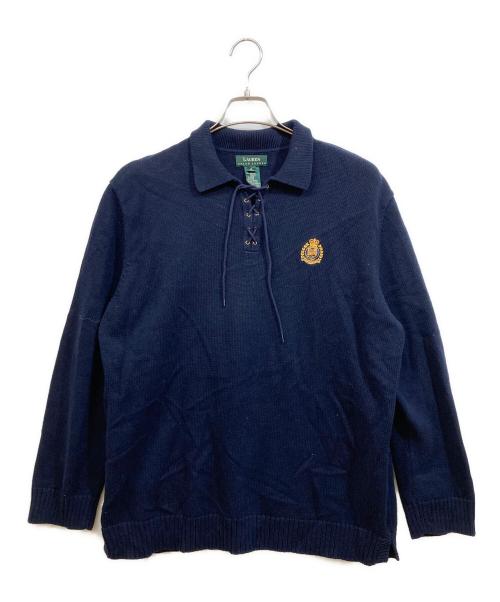 LAUREN RALPH LAUREN（ローレンラルフローレン）LAUREN RALPH LAUREN (ローレンラルフローレン) レースアップニット ネイビー サイズ:XLの古着・服飾アイテム