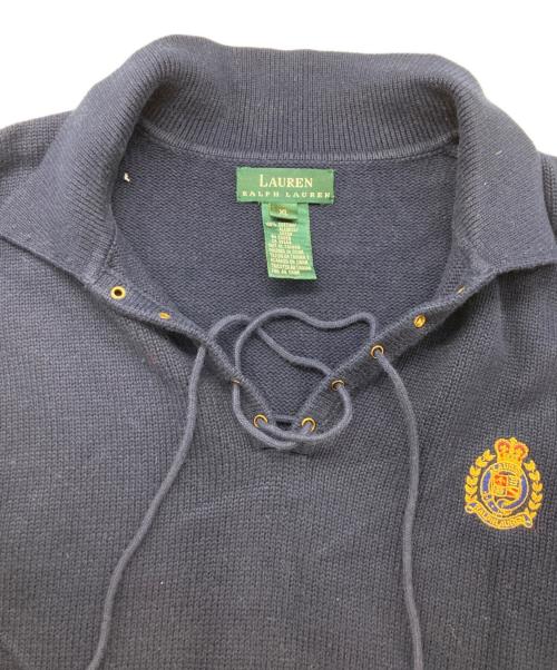 LAUREN RALPH LAUREN（ローレンラルフローレン）LAUREN RALPH LAUREN (ローレンラルフローレン) レースアップニット ネイビー サイズ:XLの古着・服飾アイテム