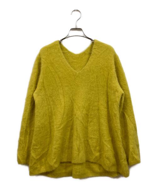 BEARDSLEY（ビアズリー）BEARDSLEY (ビアズリー) ファーニットフレアープルオーバーニット イエロー サイズ:FREEの古着・服飾アイテム