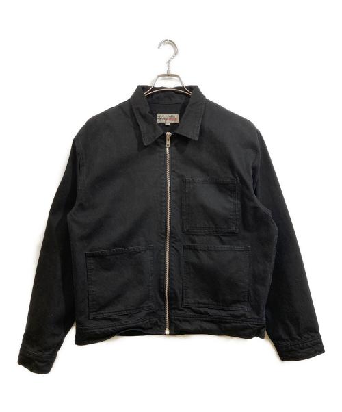 stussy（ステューシー）stussy (ステューシー) Denim Zip Work Jacket OVERDYED ブラック サイズ:Lの古着・服飾アイテム