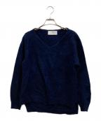 THREE DOTSスリードッツ）の古着「Fur cashmere l/s v neck pullover」｜ネイビー