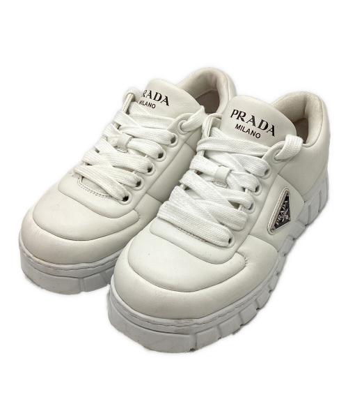 PRADA（プラダ）PRADA (プラダ) パデッドナッパレザースニーカー ホワイト サイズ:6の古着・服飾アイテム