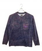 Needlesニードルズ）の古着「L/S Crew Neck Tee - C/Poly Velour / Uneven Dye」｜パープル