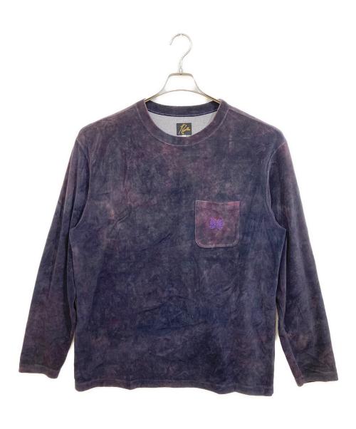Needles（ニードルズ）Needles (ニードルズ) L/S Crew Neck Tee - C/Poly Velour / Uneven Dye パープル サイズ:Lの古着・服飾アイテム