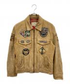 AVIREXアヴィレックス）の古着「ワッペンスウェードジャケット」｜ブラウン