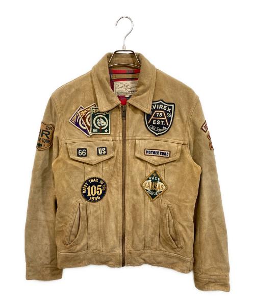 AVIREX（アヴィレックス）AVIREX (アヴィレックス) ワッペンスウェードジャケット ブラウン サイズ:SIZE XLの古着・服飾アイテム
