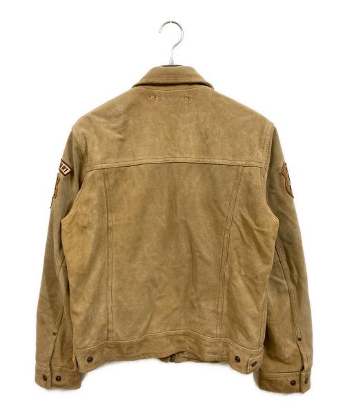 AVIREX（アヴィレックス）AVIREX (アヴィレックス) ワッペンスウェードジャケット ブラウン サイズ:SIZE XLの古着・服飾アイテム