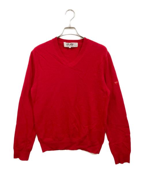 PLAY COMME des GARCONS（プレイコムデギャルソン）PLAY COMME des GARCONS (プレイコムデギャルソン) Vネックニット レッド サイズ:Mの古着・服飾アイテム